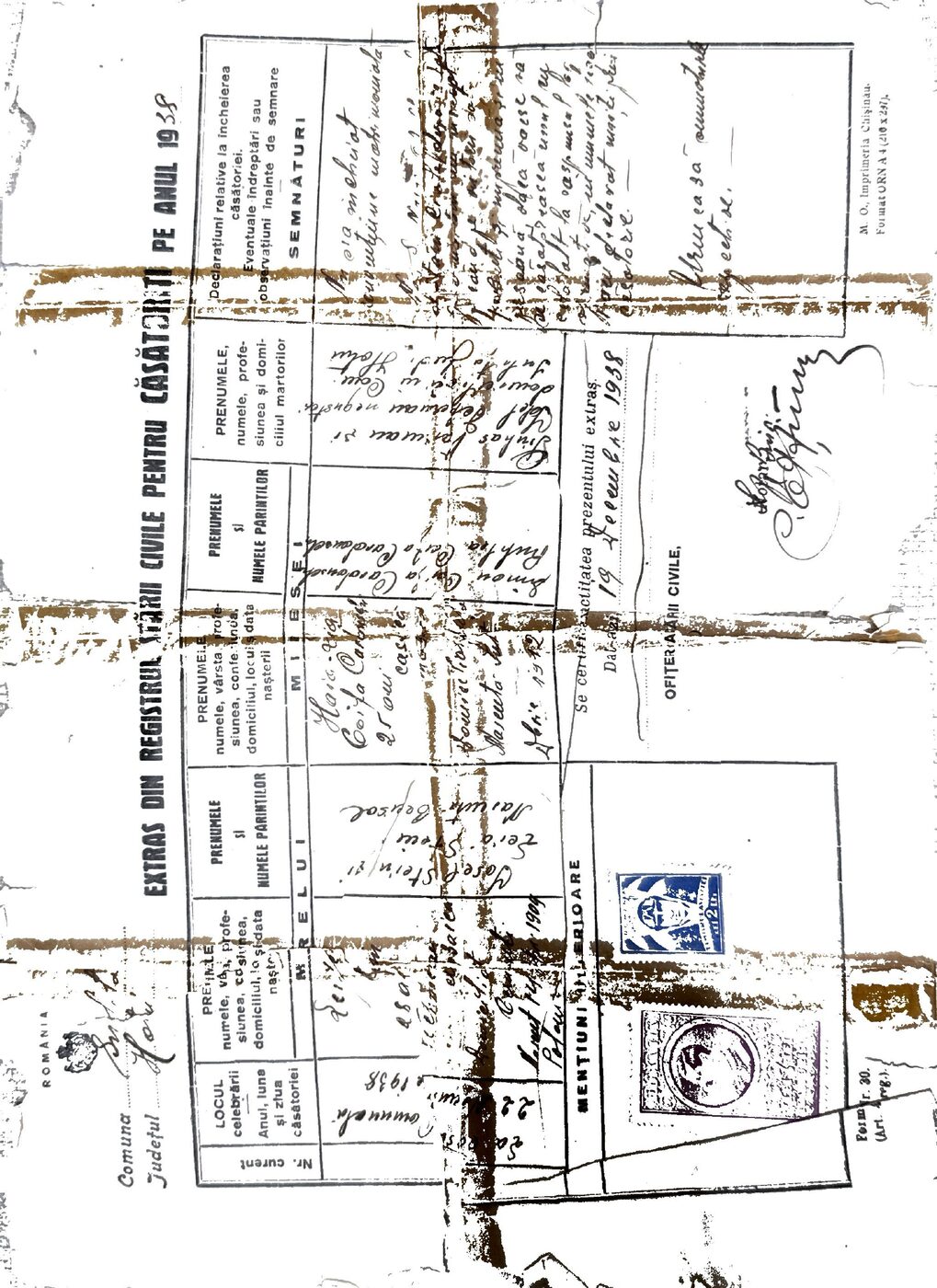 Registro de matrimonio — extracto oficial